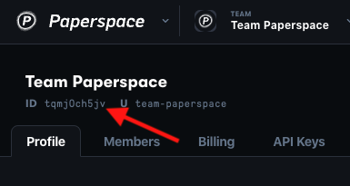 Profile dropdown