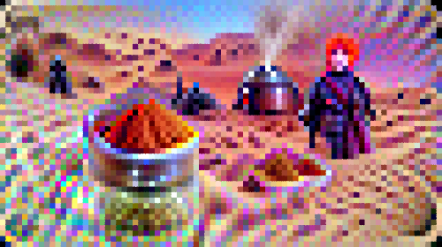 The clip-art we generated in response to the prompt: On the desert planet of Arrakis, the spice must flow!