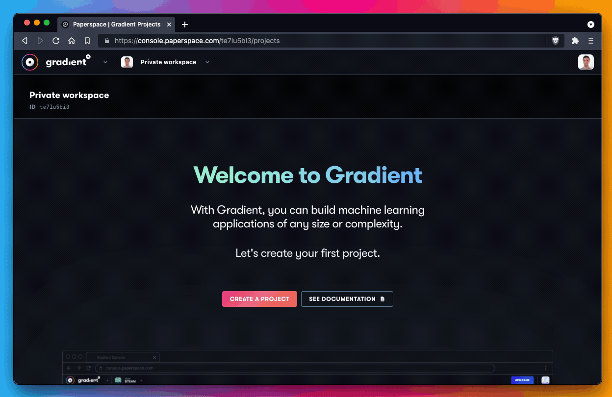 We&#39;ll start by creating a new project within Gradient and naming it Face Generator.