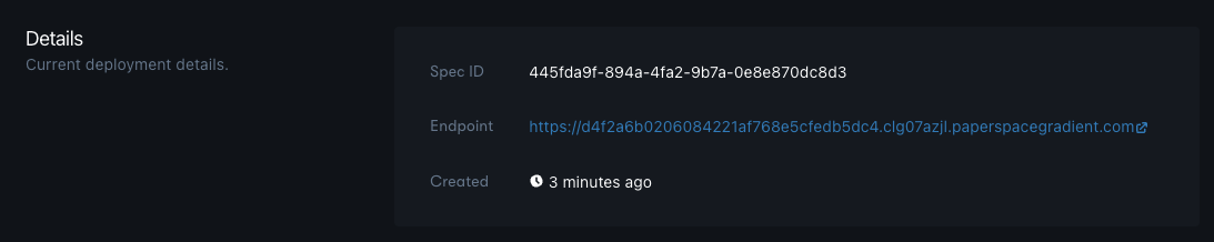 We can find the URL of our endpoint in the Details pane.