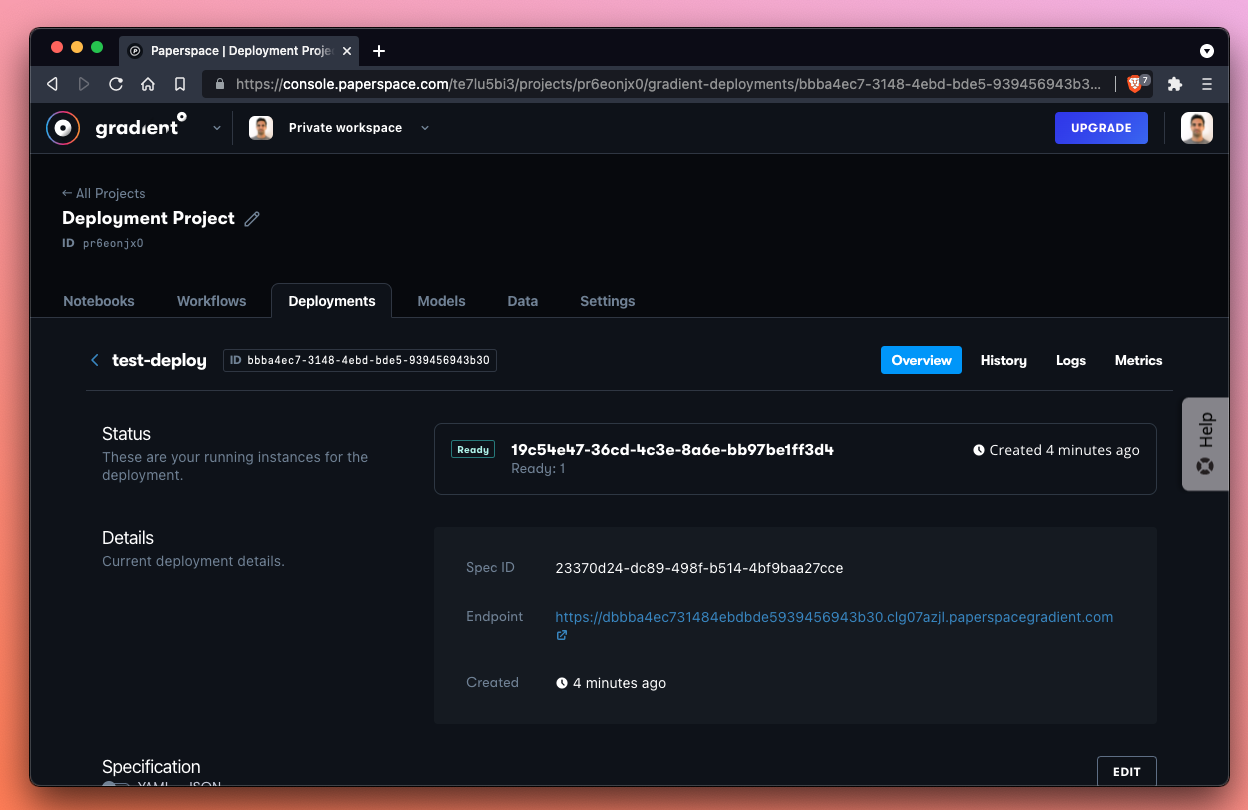 This Deployment provides an endpoint to reach a hosted Streamlit application.