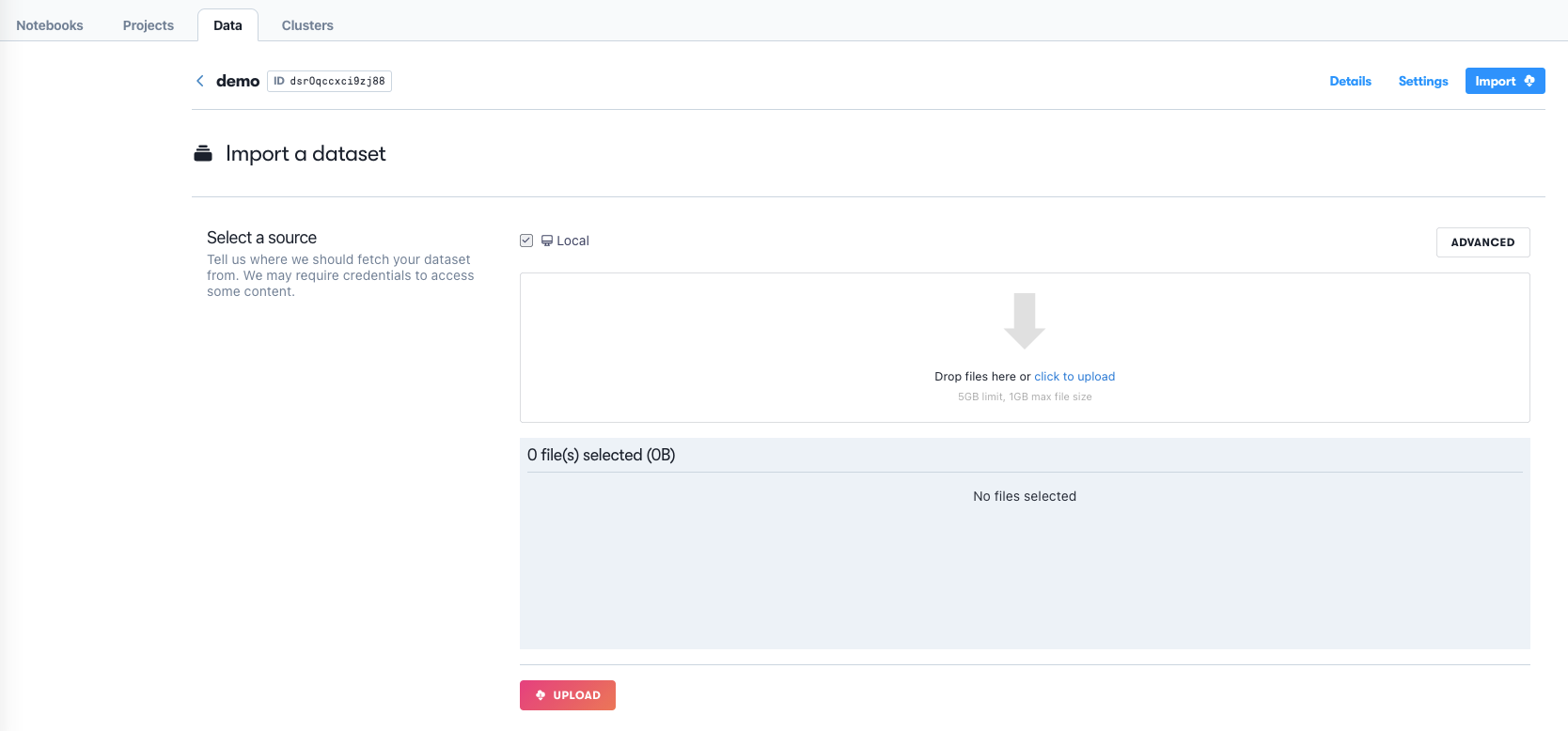 Optional importing of data