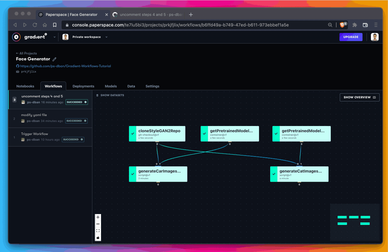 Here we are inspecting the outputs of our 5-step workflow. We should see cats AND cars this time!
