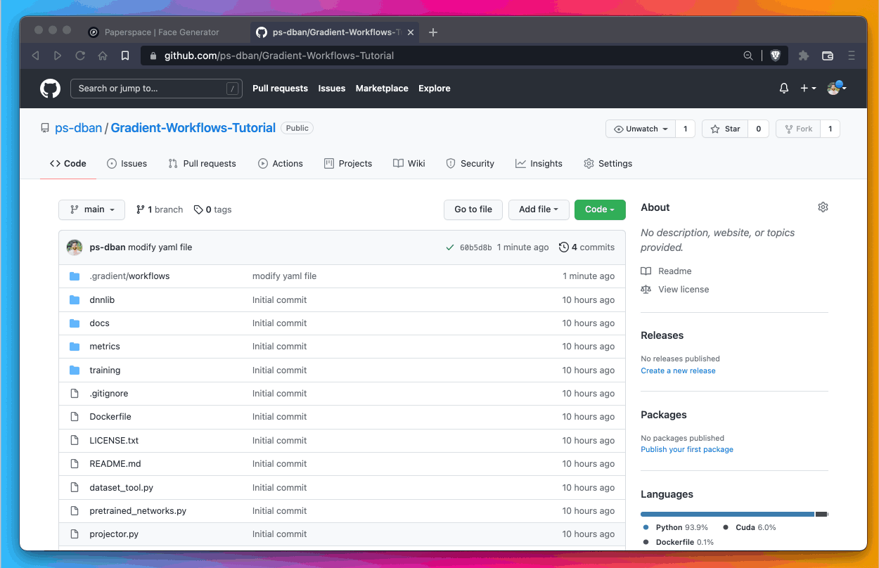 After we modify the YAML file, we should see a new workflow run with QTY 3 running jobs. Here we are first looking at GitHub to make sure our commit came through (it&#39;s called modify yaml file) and then we are seeing the commit has triggered a new workflow run. 
