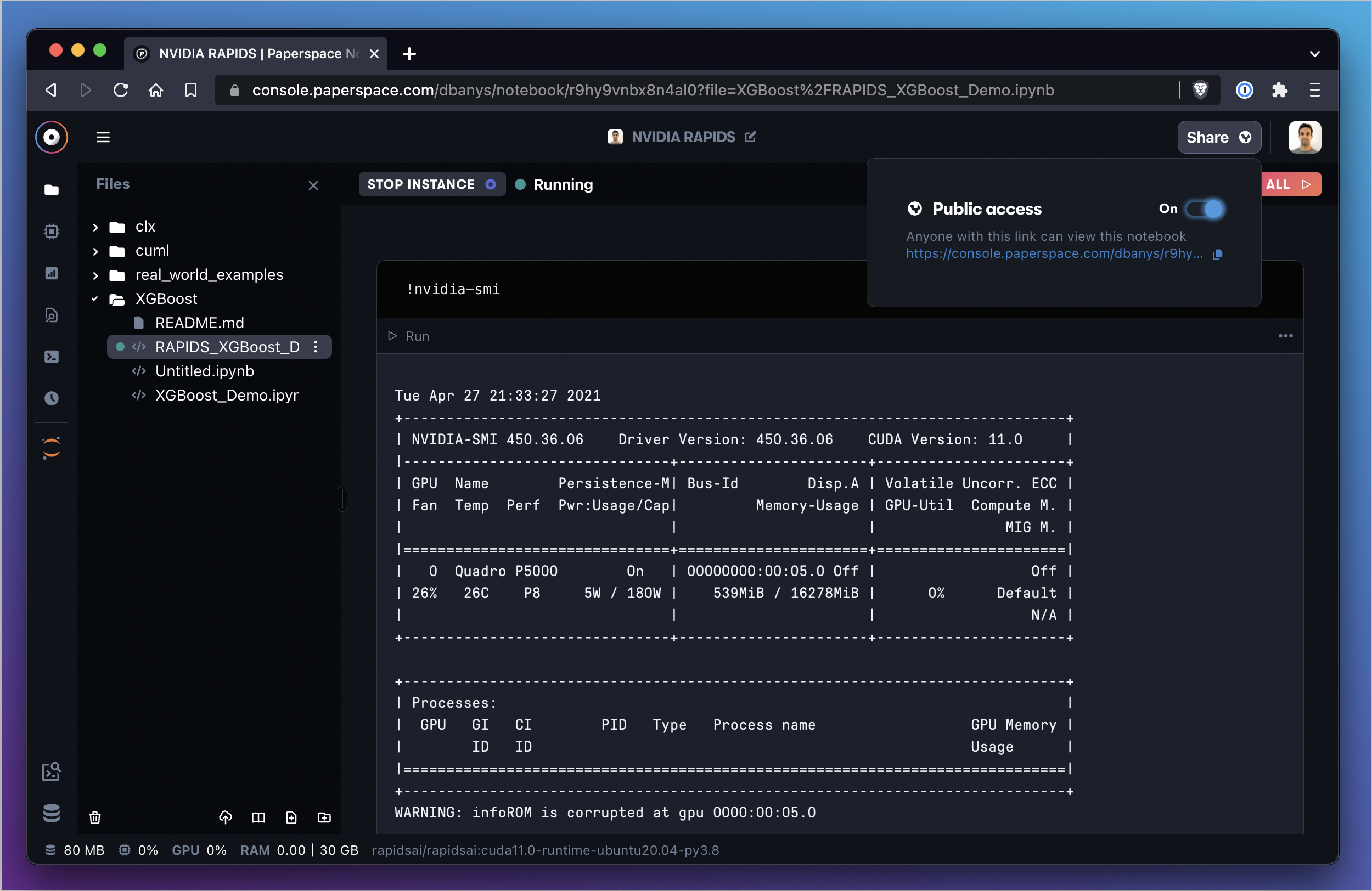 Use the Share button in the notebook IDE to generate a unique link for a notebook.