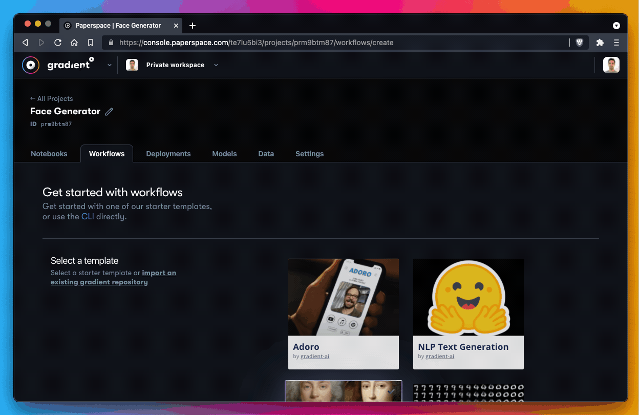 Starting with a sample workflow in the Gradient Workflows Tutorial.