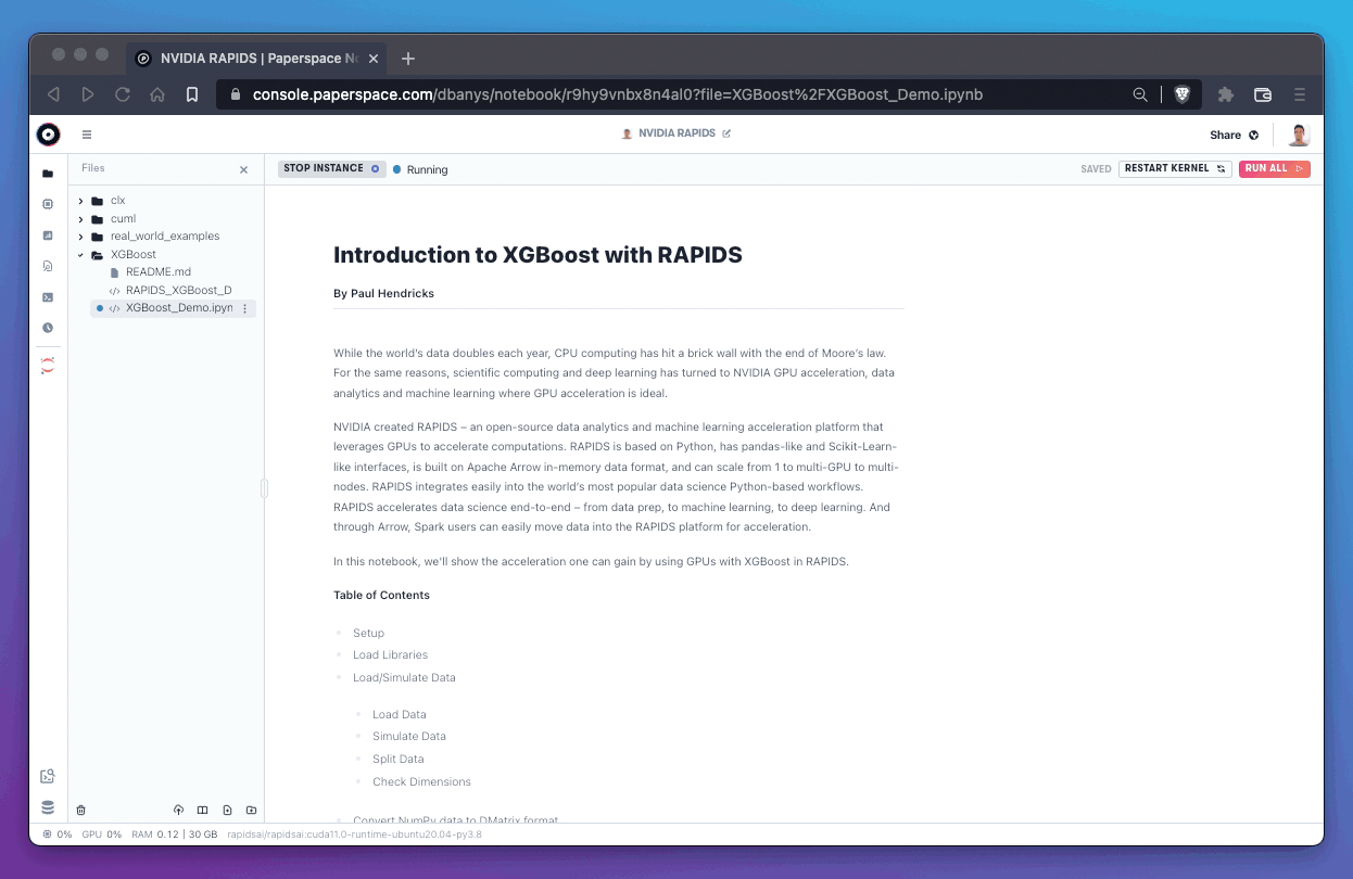 Use the Instance tab on the left side of the notebook to manage compute instances.