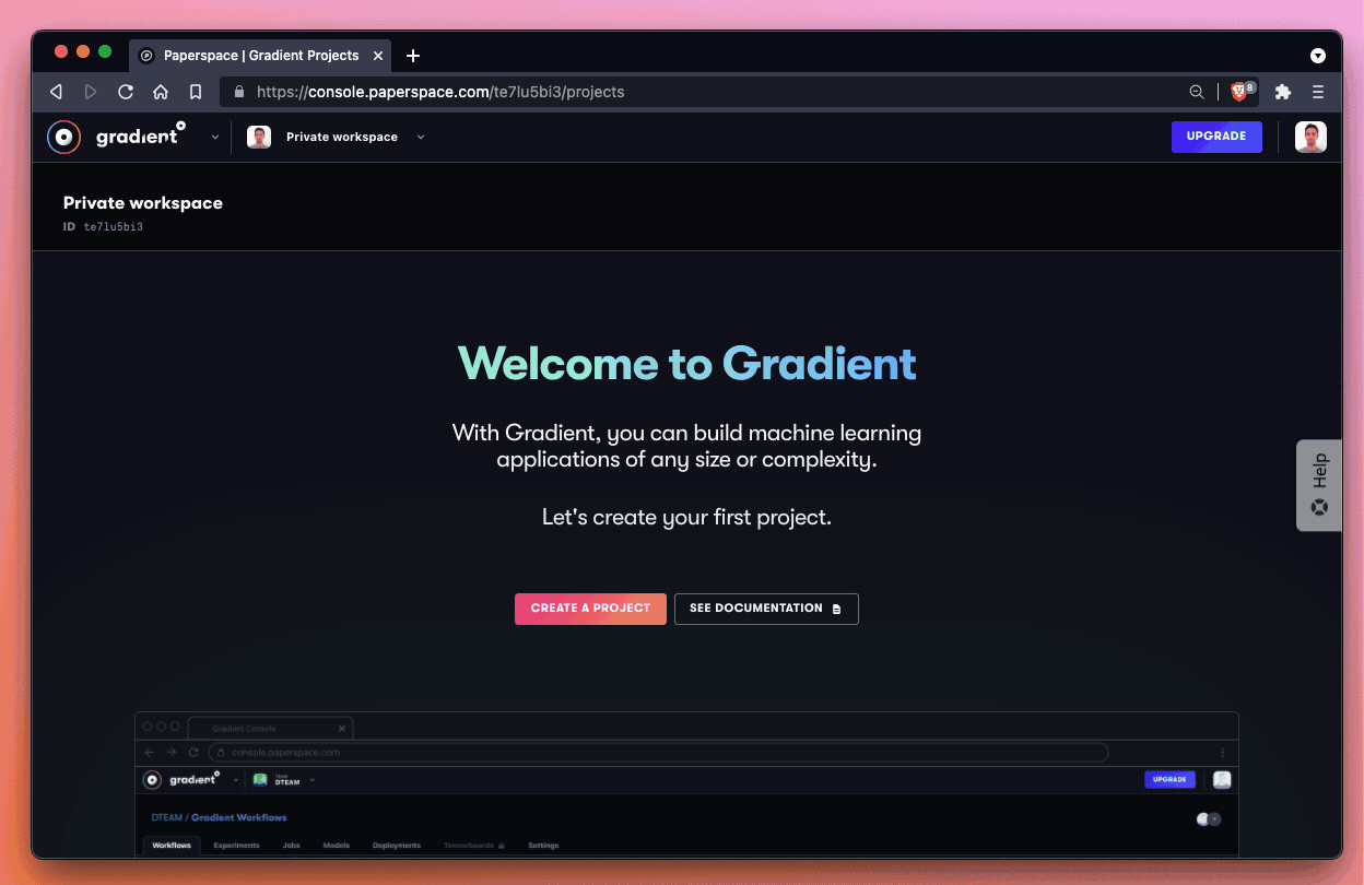 If we haven&#39;t made a Project yet in Gradient, we&#39;ll create a new one now. We&#39;re calling our Project Deployments Tutorial.