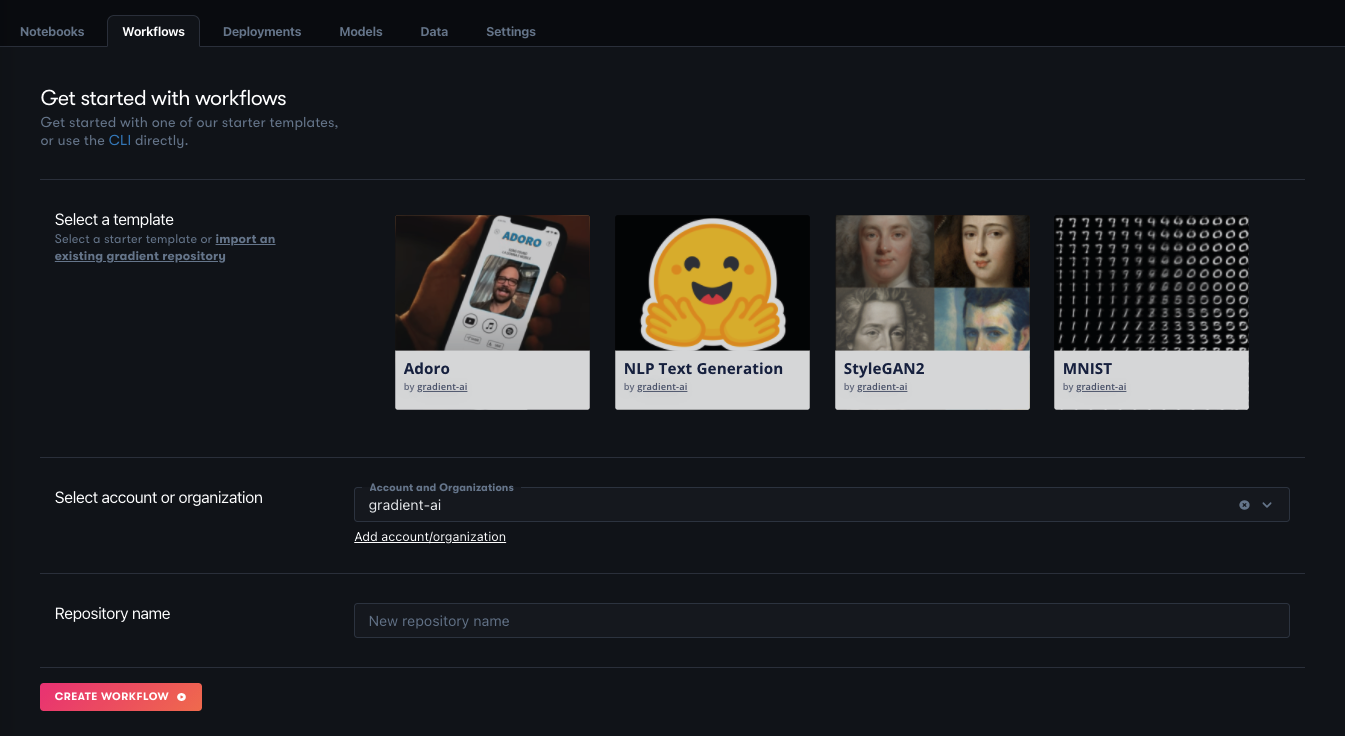 The Workflows tab should look something like this.